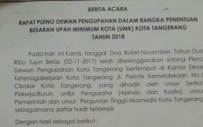 DEPEKO TANGERANG MEREKOMENDASIKAN 2 USULAN UPAH