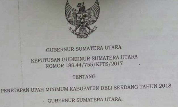 SAH, UMK DELI SERDANG DITETAPKAN NAIK 9,17%