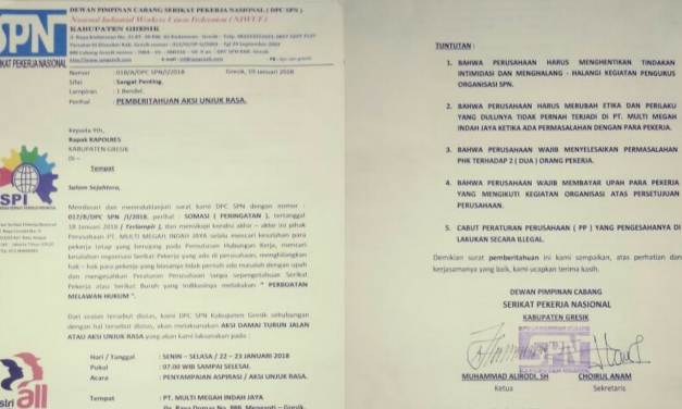 KEMBALI DIDUGA TERJADI UNION BUSTING
