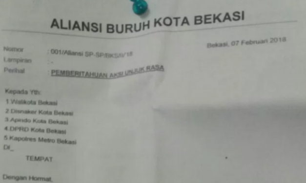 BURUH KOTA BEKASI AKAN AKSI UNRAS UNTUK MENUNTUT UMSK
