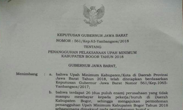 20 PERUSAHAAN DI KABUPATEN BOGOR “DIRESTUI” MENANGGUHKAN UPAH