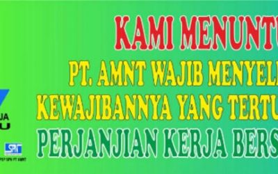 MENUNTUT HAK, ALIANSI SERIKAT PEKERJA BATU HIJAU PT AMNT MOGOK KERJA