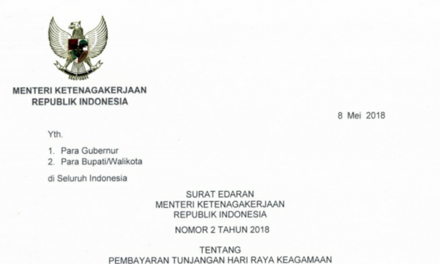 SURAT EDARAN MENAKER TENTANG THR 2018