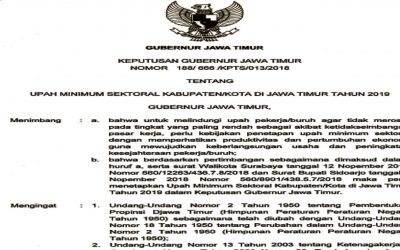 BARU KOTA SURABAYA DAN KABUPATEN SIDOARJO DITETAPKAN UMSK 2019