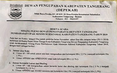 BERITA ACARA SIDANG PLENO PEMBAHASAN UMSK TANGERANG 2019