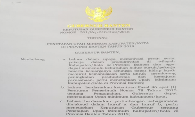 UMK DI PROVINSI BANTEN DISESUAIKAN SESUAI PP NO 78/2015
