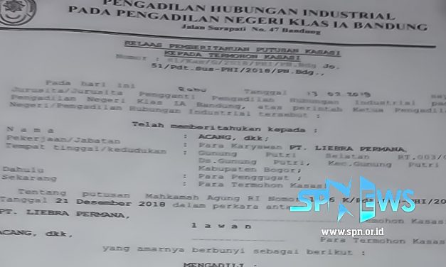 PEKERJA PT LIEBRA PERMANA KABUPATEN BOGOR MENANG KASASI