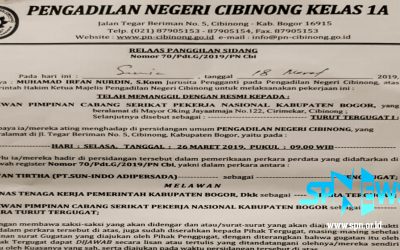 KETUA DPC SPN KABUPATEN BOGOR DIPANGGIL KE PENGADILAN