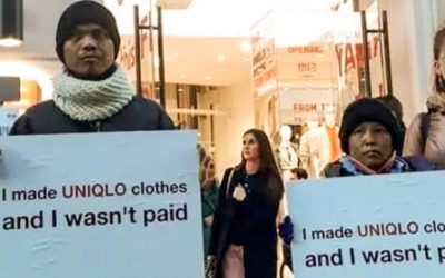 2 BURUH PABRIK INDONESIA DEMO DI PEMBUKAAN TOKO UNIQLO DI DENMARK