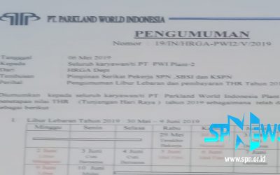 PEMBAYARAN THR TAHUN 2019 PT PARKLAND WORLD INDONESIA 2