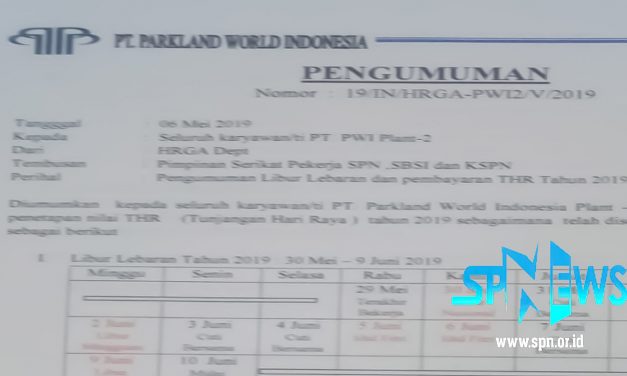 PEMBAYARAN THR TAHUN 2019 PT PARKLAND WORLD INDONESIA 2