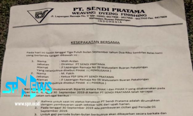 PT SENDI PRATAMA AKAN BAYAR UPAH PEKERJA