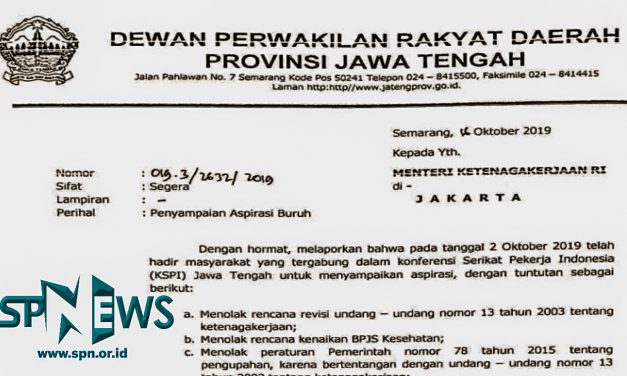 DPRD PROVINSI JAWA TENGAH MENDUKUNG PENUH ASPIRASI BURUH