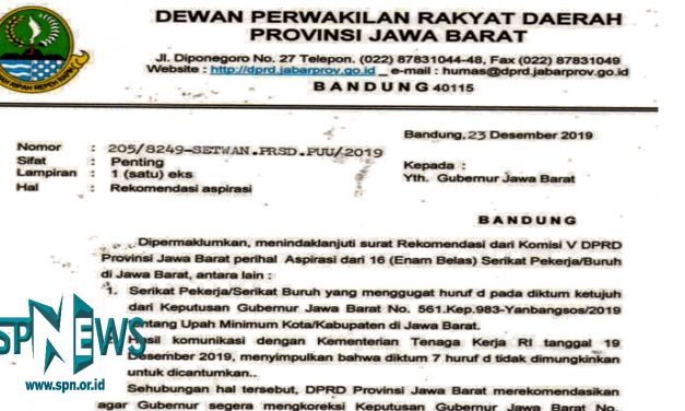 DPRD JABAR MINTA GUBERNUR UNTUK REVISI SK UMK JABAR 2020