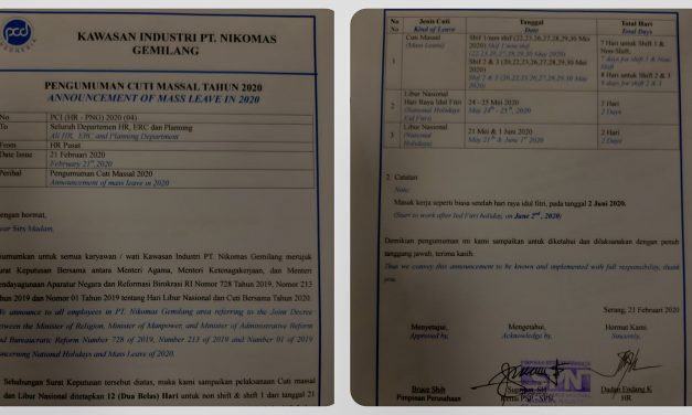 POLEMIK LIBUR LEBARAN DI PT NIKOMAS GEMILANG BERAKHIR