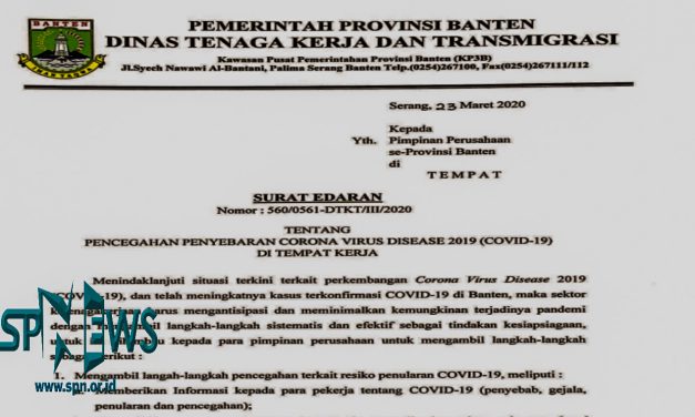 ANTISIPASI COVID-19, DISNAKER PROVINSI BANTEN KELUARKAN SURAT EDARAN