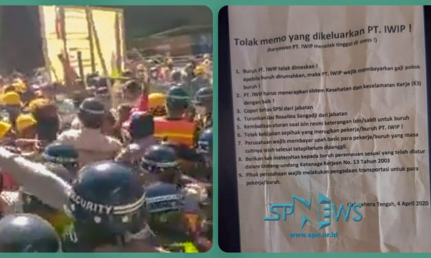 PERUSAHAAN TERBITKAN KEBIJAKAN MERUGIKAN, BURUH PT INDONESIA WEDA BAY INDUSTRIAL PARK (IWIP) LAKUKAN UNJUK RASA