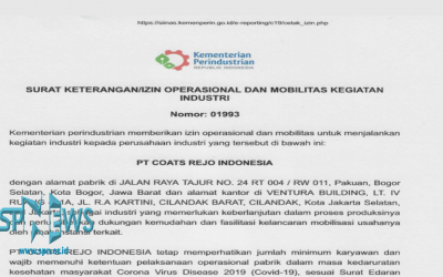 KEMENTRIAN PERINDUSTRIAN MENGIZINKAN PT COATS REJO INDONESIA TERUS BEROPERASI DAN MENGINDAHKAN MAKLUMAT KAPOLRI