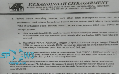 TERDAMPAK PSBB, MANAJEMEN DAN SERIKAT PEKERJA DI PT KAHO SEPAKAT NO WORK NO PAY