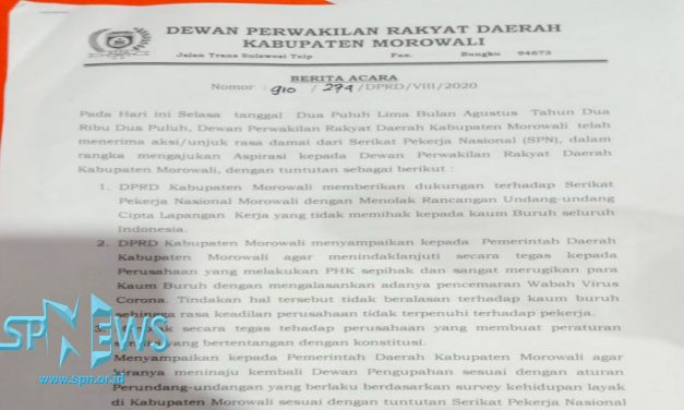 DPRD MOROWALI TERIMA 6 POINT TUNTUTAN SPN MOROWALI