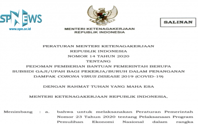 PERMENAKER NO 14/2020 ATUR SYARAT SUBSIDI UPAH BAGI BURUH