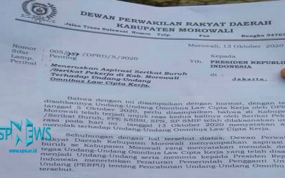 SURAT DPRD KABUPATEN MOROWALI UNTUK PRESIDEN RI