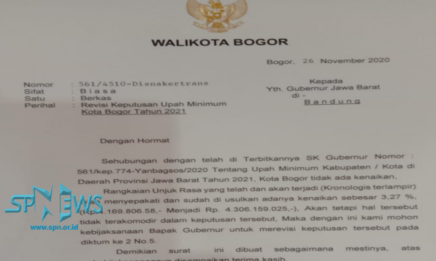 BIMA ARYA MEMINTA GUBERNUR JAWA BARAT REVISI UMK KOTA BOGOR 2021