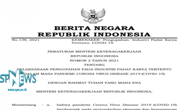 PERATURAN MENTERI KETENAGAKERJAAN REPUBLIK INDONESIA NOMOR 2 TAHUN 2021