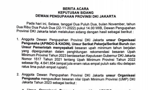 BERITA ACARA KEPUTUSAN SIDANG DEWAN PENGUPAHAN PROVINSI DKI JAKARTA