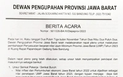 BERITA ACARA PEMBAHASAN UMP 2023 JAWA BARAT