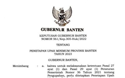 PENETAPAN UPAH MINIMUM PROVINSI BANTEN TAHUN 2023