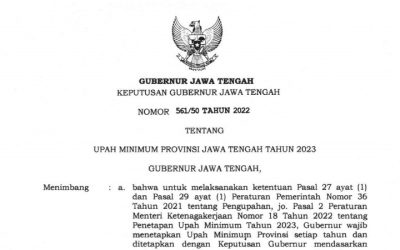UPAH MINIMUM PROVINSI JAWA TENGAH TAHUN 2023