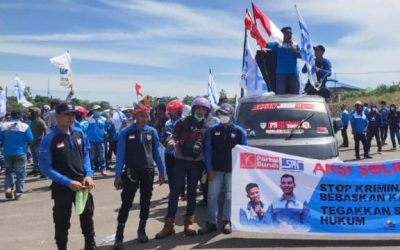 BURUH SPN MOROWALI TUNTUT PEMBEBASAN AMIRULLAH DAN MINGGU BULU DARI TAHANAN POLRES MORUT