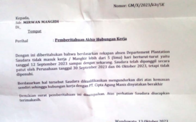 PHK PEKERJA, PT CAM TITIP SURAT PHK DI POLSEK