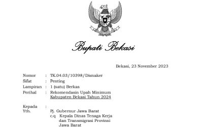 UMK KABUPATEN BEKASI 2024 DIUSULAKAN NAIK SEBESAR 13,99 PERSEN