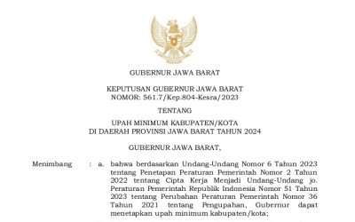 SK KEPUTUSAN UMK JAWA BARAT TAHUN 2024