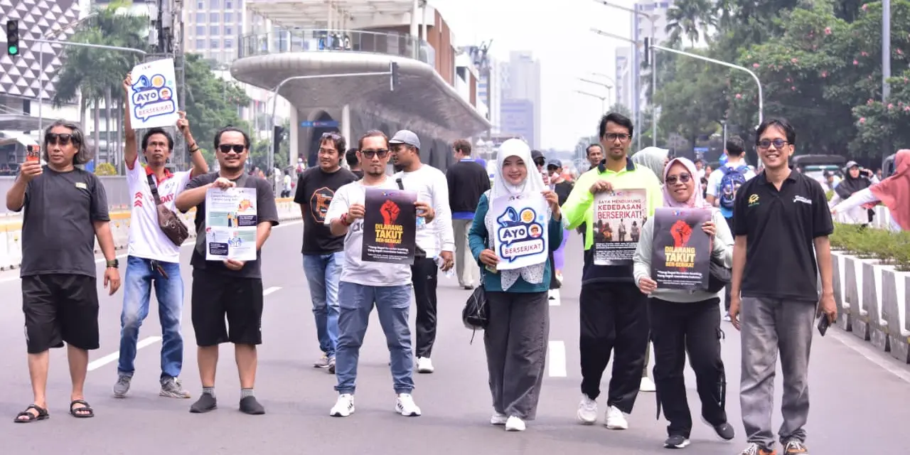 KSPI Gelar Kampanye Kebebasan Berserikat di Car Free Day Jakarta