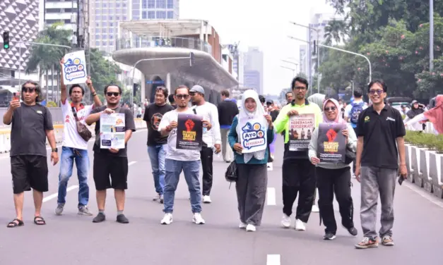 KSPI Gelar Kampanye Kebebasan Berserikat di Car Free Day Jakarta