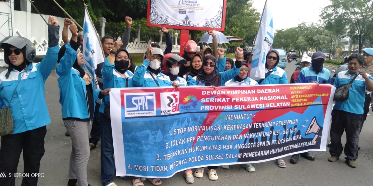 SPN Sulsel Geruduk 3 Instansi Mosi Tak Percaya Polda & Tuntut Upah Naik