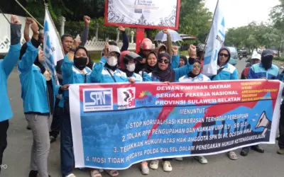 SPN Sulsel Geruduk 3 Instansi Mosi Tak Percaya Polda & Tuntut Upah Naik