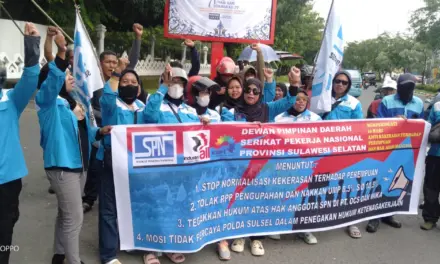 SPN Sulsel Geruduk 3 Instansi Mosi Tak Percaya Polda & Tuntut Upah Naik