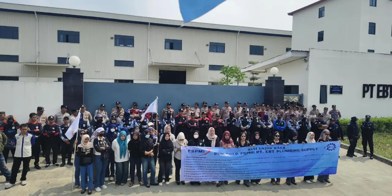 DPC SPN Kabupaten Serang Gelar Aksi Solidaritas di PT EBT Plumbing Supply